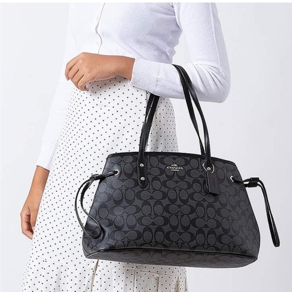 Coach F57842 Signature Drawstring Carryall Shoulder Bag - Picture 1 of 15